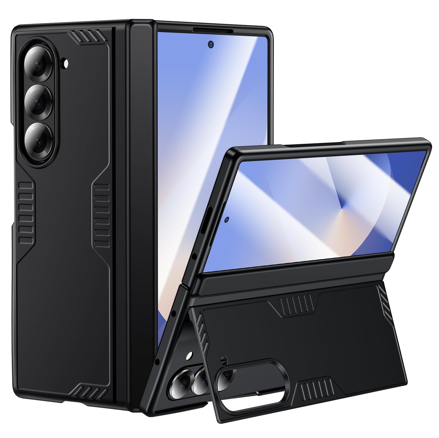 Custodia per Samsung Galaxy Z Fold 6: pellicola protettiva HD, supporto nascosto, protezione della cerniera, supporta la ricarica wireless, custodia antiurto per Galaxy Z Fold 6, nero