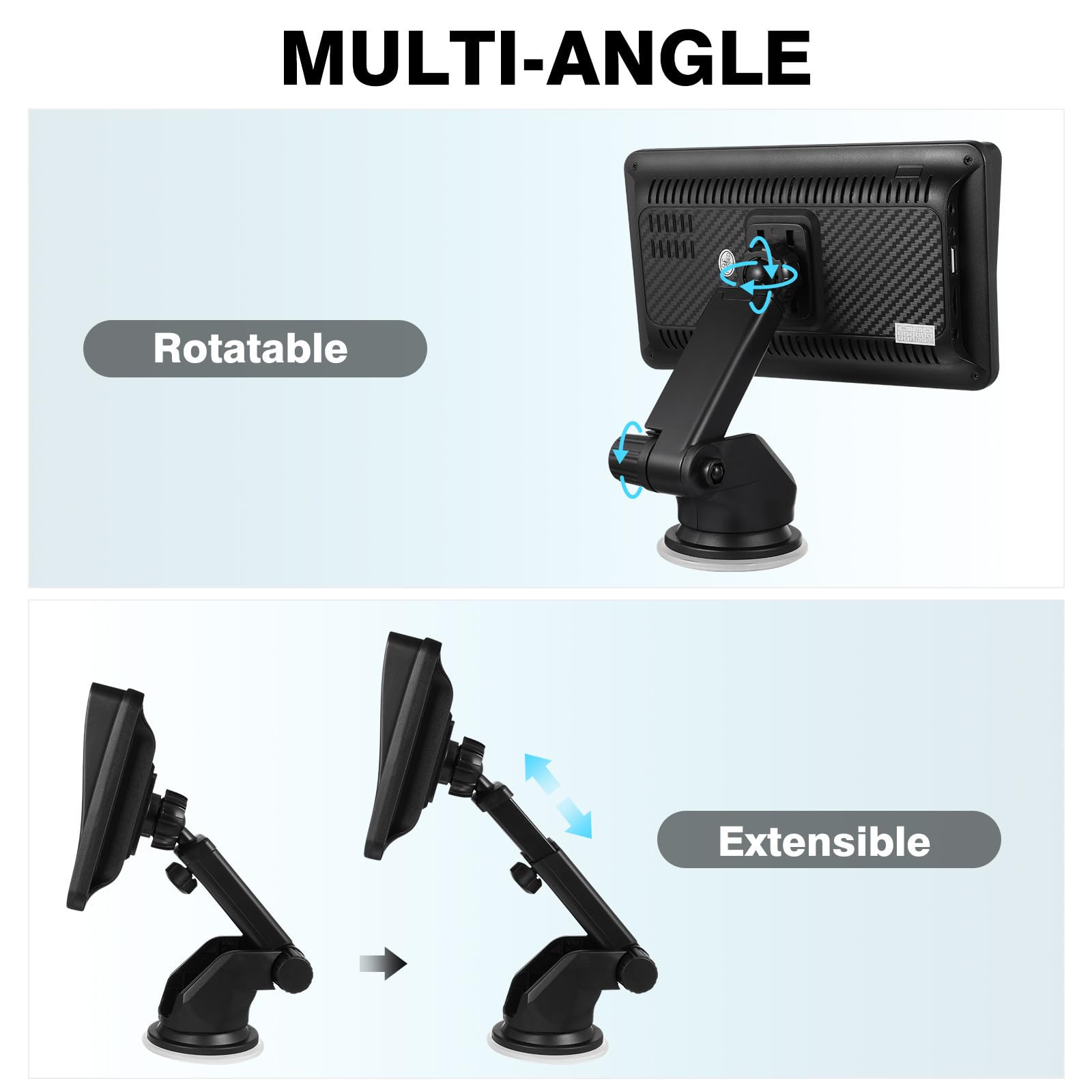VALICLUD Autoradio sans Fil pour Voiture Fonction Assistance au Recul, Écran Tactile 7 Pouces, Résolution 1024x600, Compatible Parking, Matériau Abs Noir