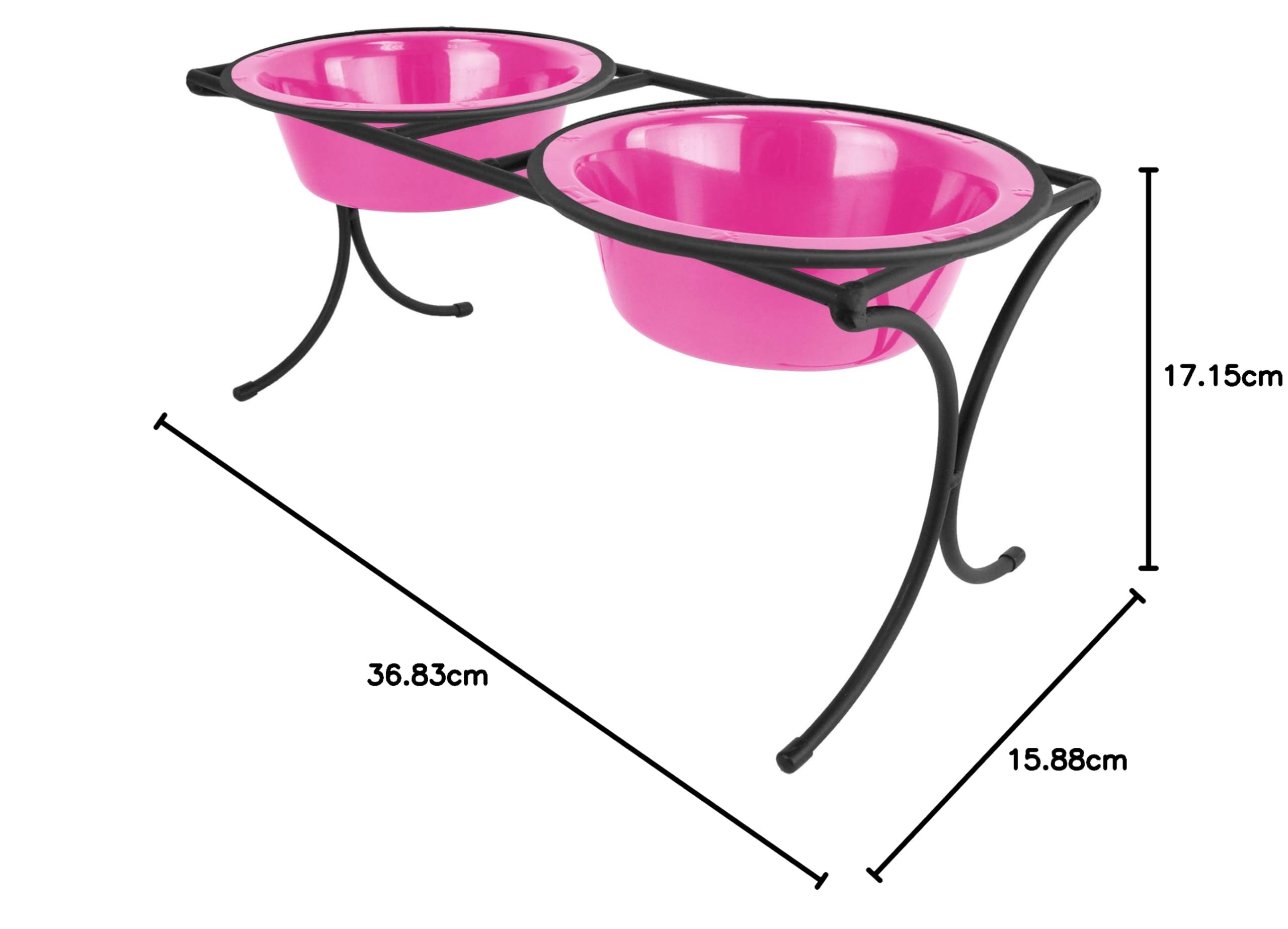 Platinum Pets Comedero Doble Elevado para 4 Tazas con Cuencos de Acero Inoxidable con Borde Ancho, Color Rosa Chicle