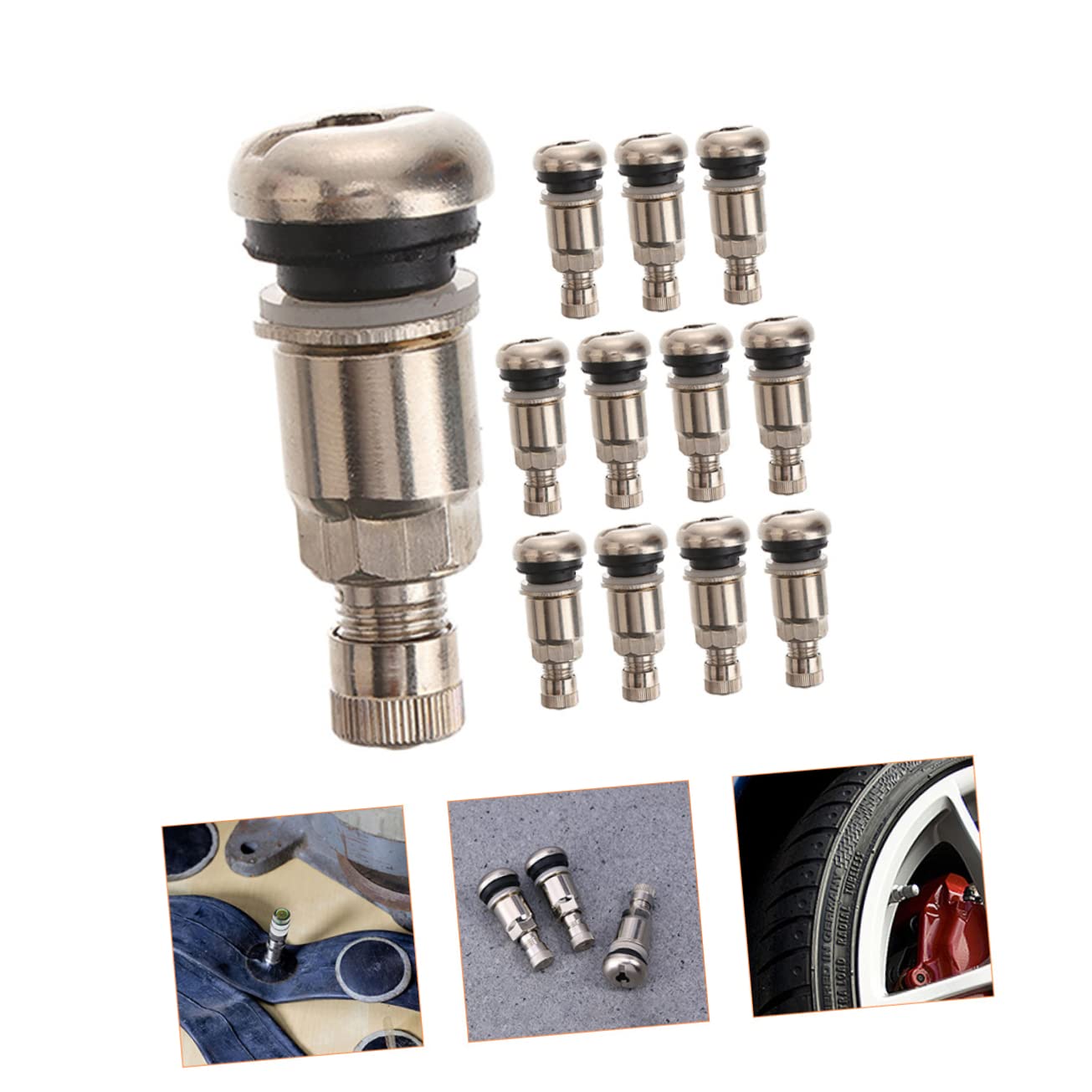 Bouchons de Valve pour Pneus de Voiture en Acier Inoxydable 12 Pièces