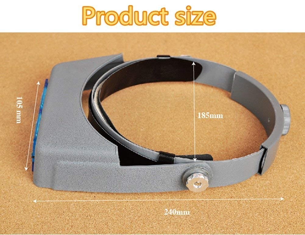 Lesebrille Mit Licht, Reparaturwerkzeug Für Das Stirnband, Geschenk Für Kinder Und Senioren, Inklusive 4 Hd-Linsensätzen (1,5X, 2X, 2,5X, 3,5X), Elektronischer Lesebrille,