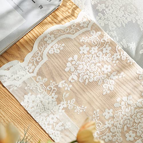 YJ YANJUN Vintage Lace Curtains 84 Inches Long-Romantic Flowers and Branch Sheer Lacy Curtains for Living Room French Door 1 Pair Rod Pocket, 52 x 84 Inch Ivory - Image 7