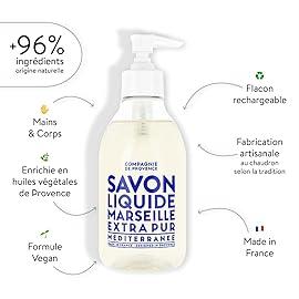 Compagnie de Provence Savon de Marseille Extra Pure Liquid Soap - Mediterranean Sea - 10 Fl Oz Plastic Pump Bottle