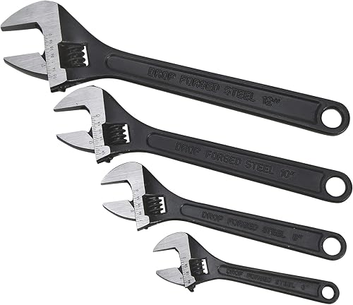 for Klutch 4-Pc. Adjustable Wrench Set, 6in., 8in., 10in., 12in., Chrome Vanadium