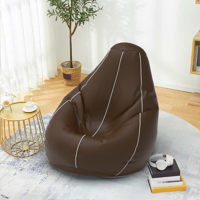 Bean Bag Chair Cover | Size: 6XL | Color: Brown White | Without Beans | Premium Leatherette Cover (CMFYPPNG1812)-image-39