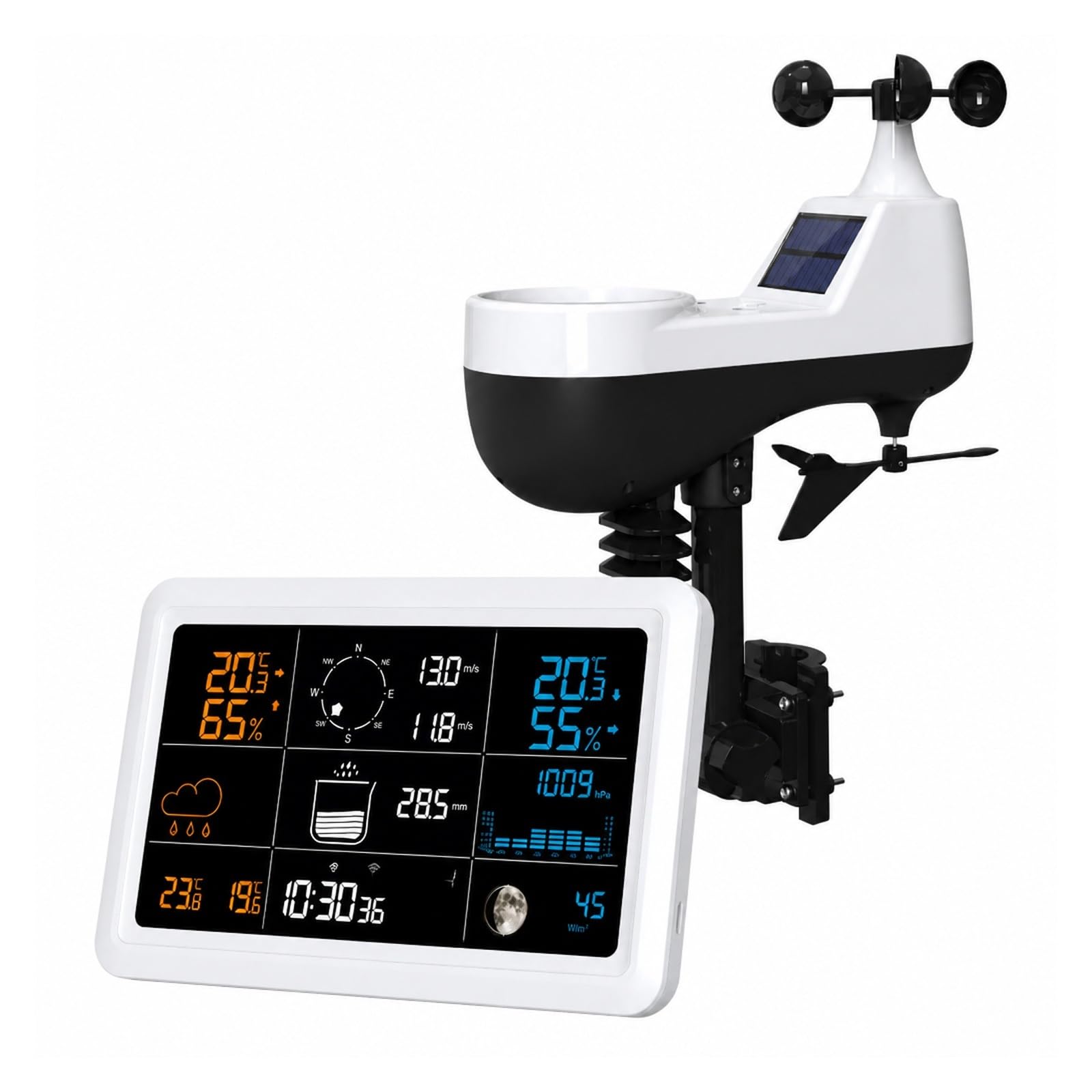 Pluviometro, Sensore Anemometro Per Stazione Meteorologica Wireless(White)