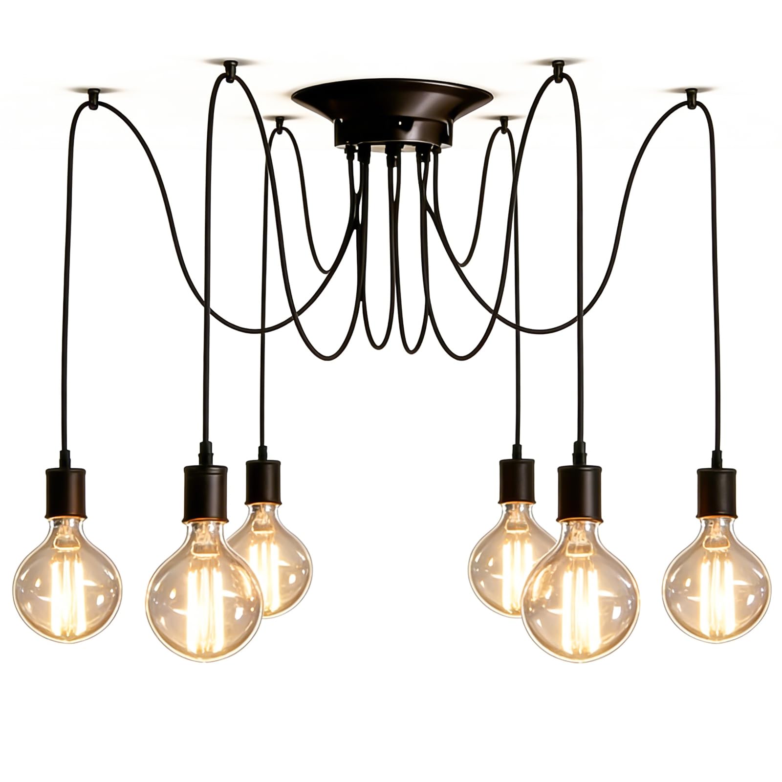 GBKDQQ Lustre Araignée Industriel à 6 Têtes, Suspension Rétro Vintage, Hauteur Réglable, Câble de 1,5 m, pour Salon, Chambre ou Bar