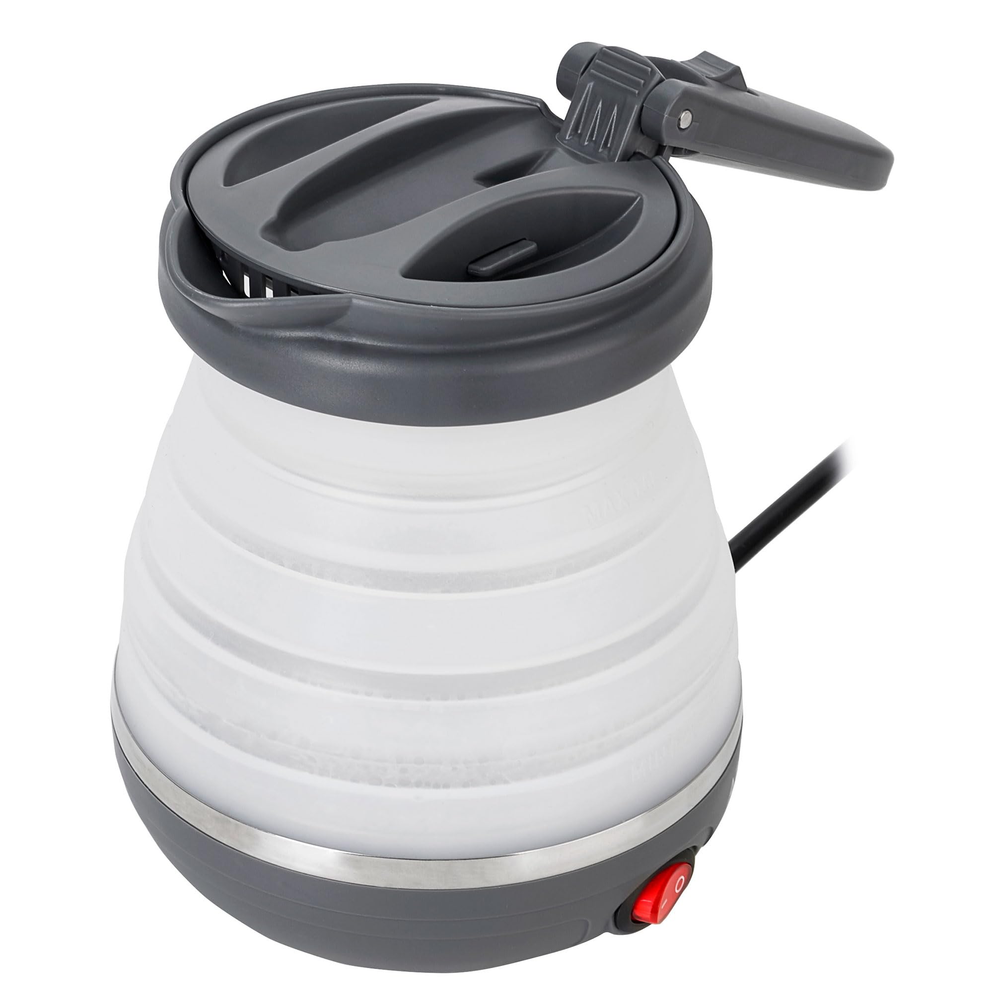 Mesko MS1375 Bouilloire Électrique Pliable, 0,6 litre, Silicone, sans BPA, Élément Chauffant Cachée, Couvercle Automatique, Idéale pour les Voyages et Camping 750W, Blanc