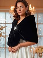 Vista 23 de Aukmla Bufanda de piel de boda para mujer con broche de diamantes de imitación para novia y damas de honor A-Marrón