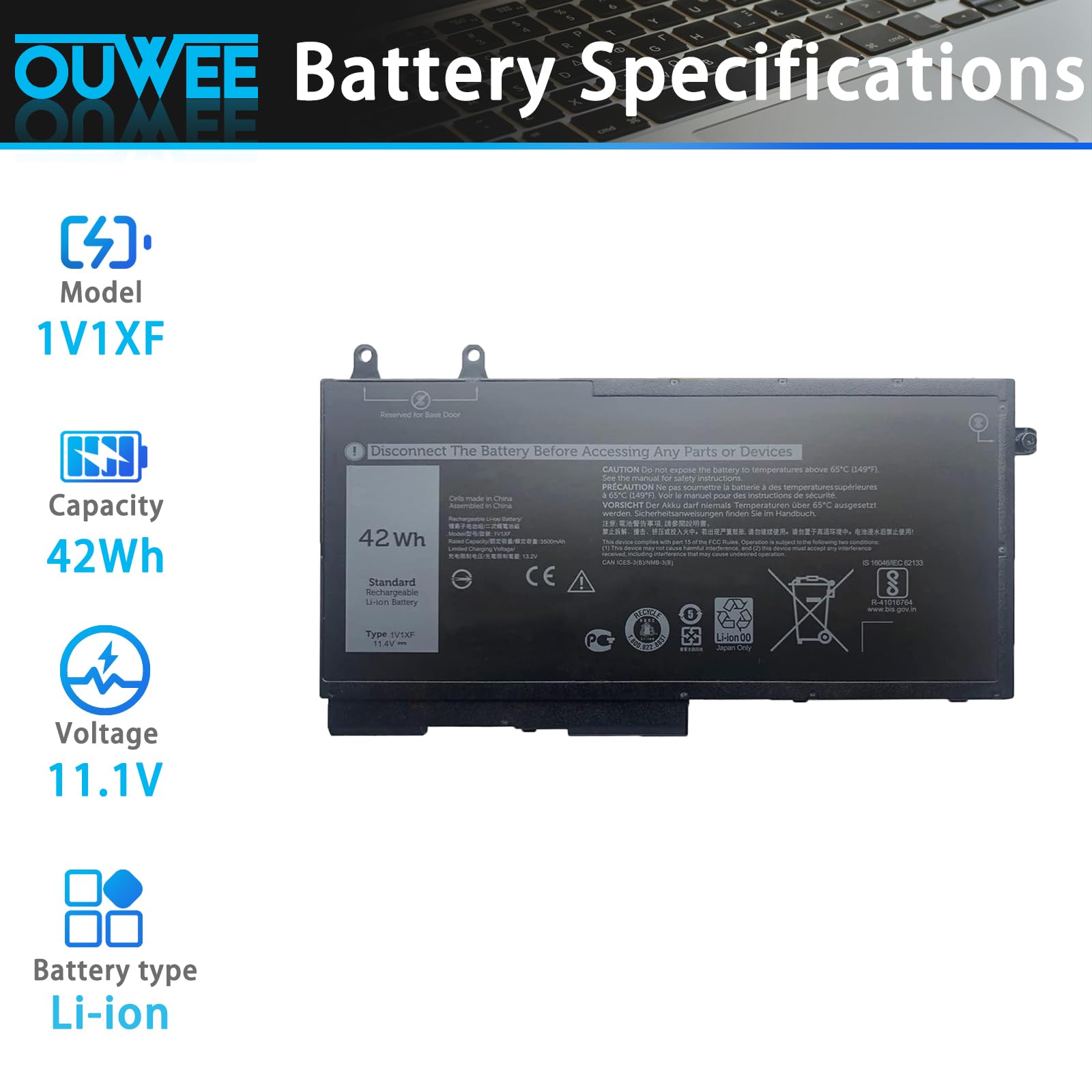 Batería De Repuesto Para Portátiles Clevo W510S Y Similares, 2200 MAh Y 11.1V De Calidad