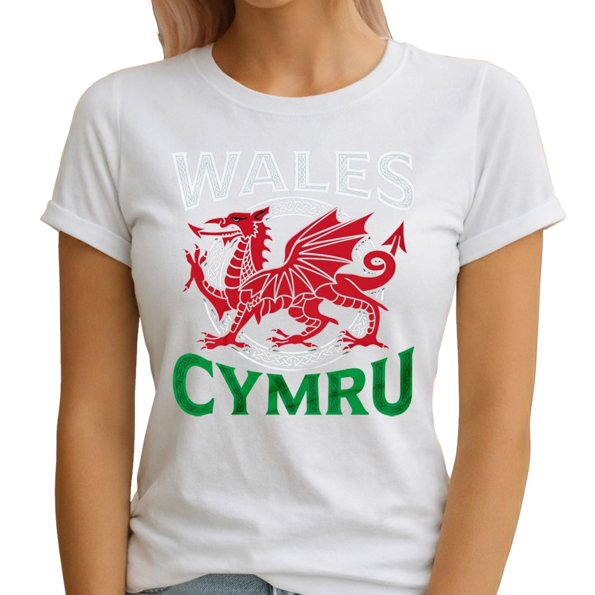 Wales Cymru Womens T Shirt Welsh Rugby Football Supporter Clothing St Davids Day Themed Apparel L (14) White