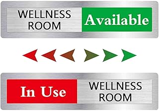Wellness Room Door Sign, In Use Available Wellness Room Sliding Door Mark, Vacant Occupied Privacy Symbol for Wellness Room Office Business School Company Hotel Library Gym, Stainless Steel- 7"x1.5"