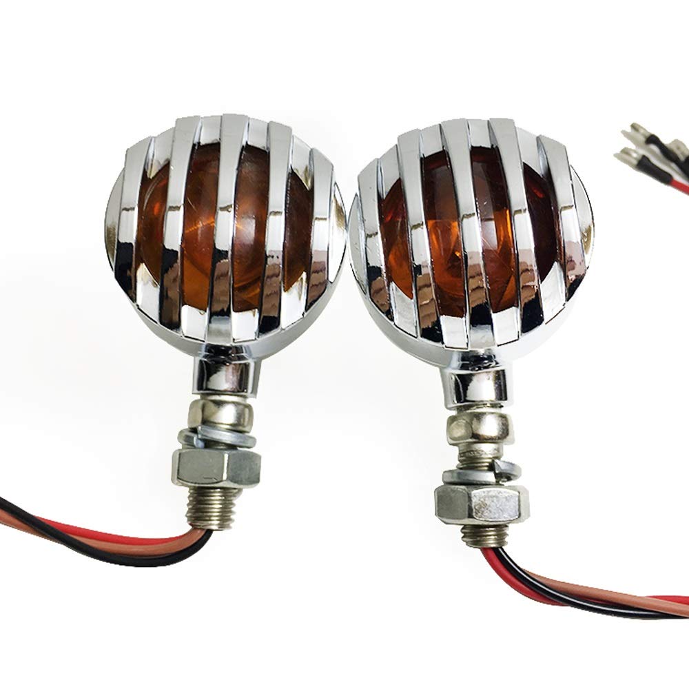 Motorrad Blinker Licht, 4x Chrom Motorrad Blinker Signalanzeige Bernstein Bullet Light Touring Cafe Racer Flasher Lampe