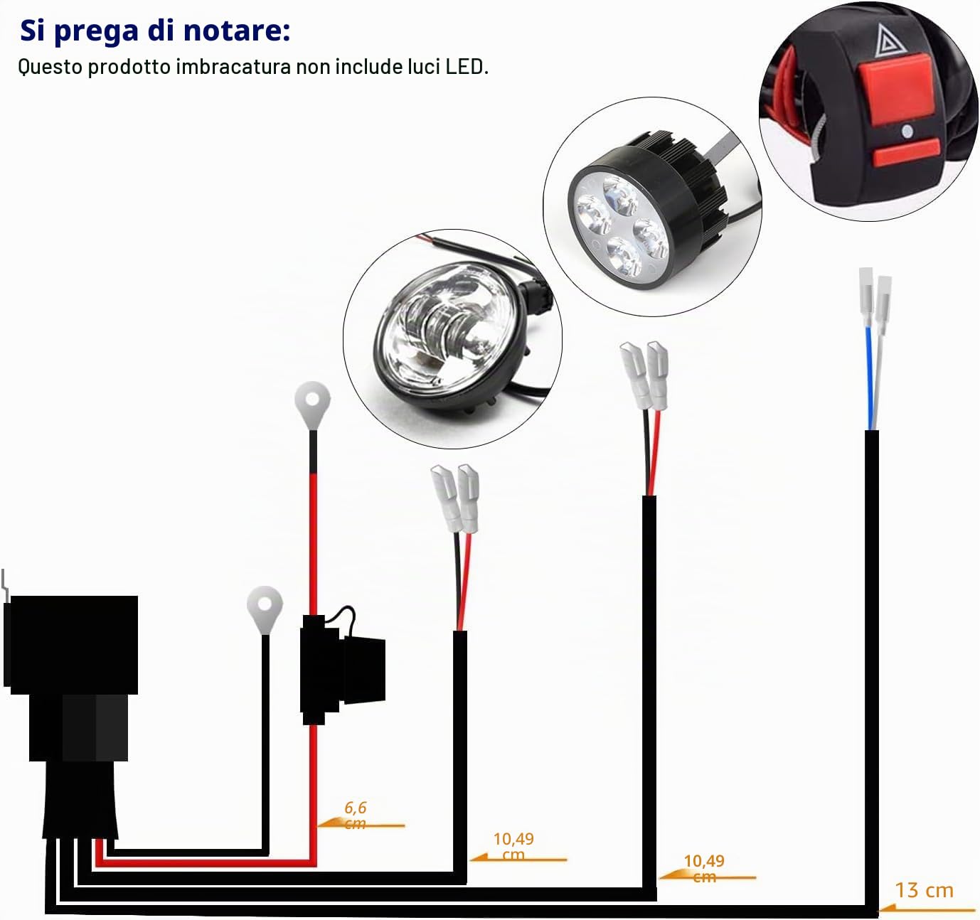 Win Power Universale LED Kit relè di commutazione cablaggio con 2 connessioni lampada per la motocicletta Luci di guida Lampade ausiliarie di lavoro,1 pezzo