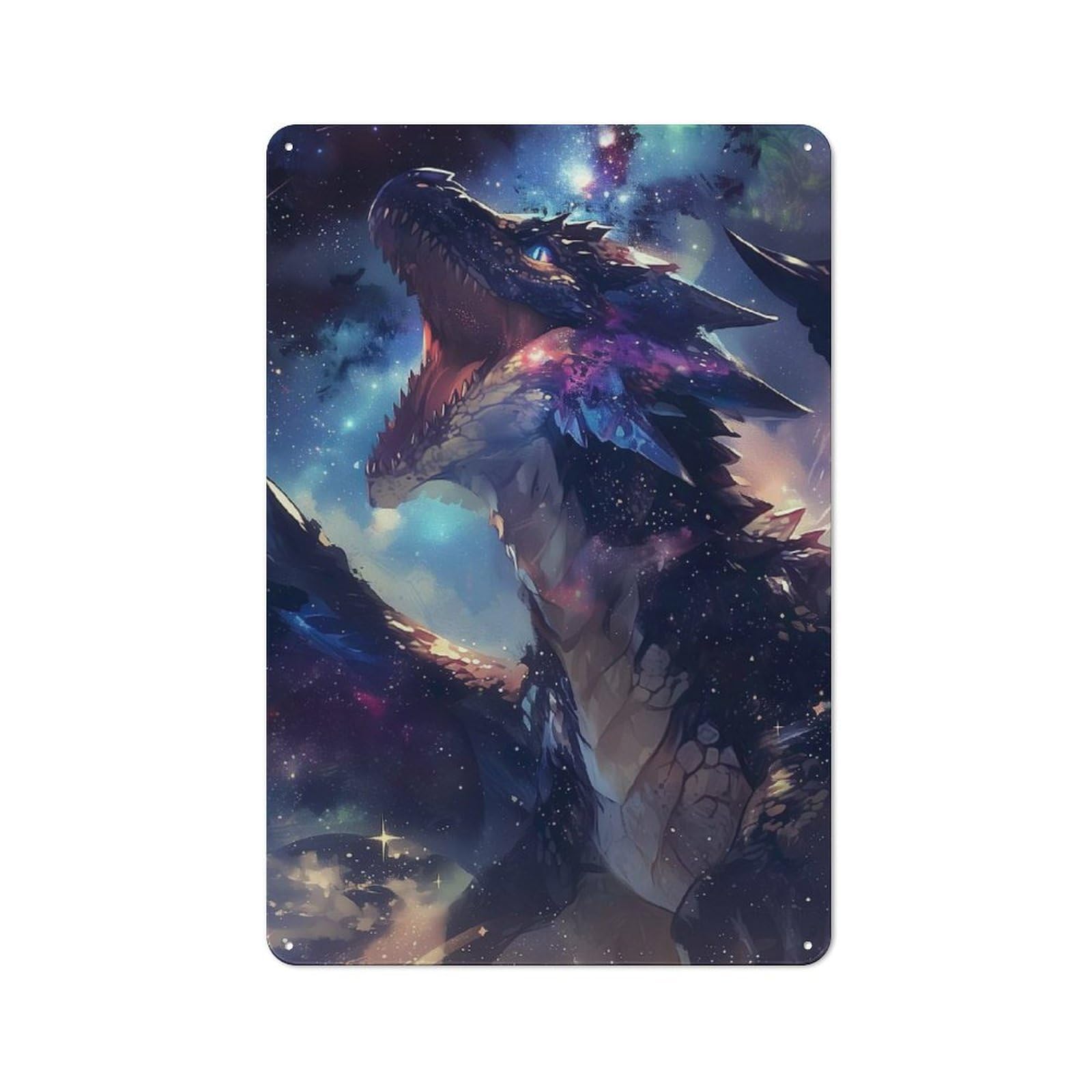 Junmoney Screaming Galaxy Dragon Vintage Metal Gift Sign 30X20cm, Room Wall Plaque For Hallway, Home Bar, Garage Or Study