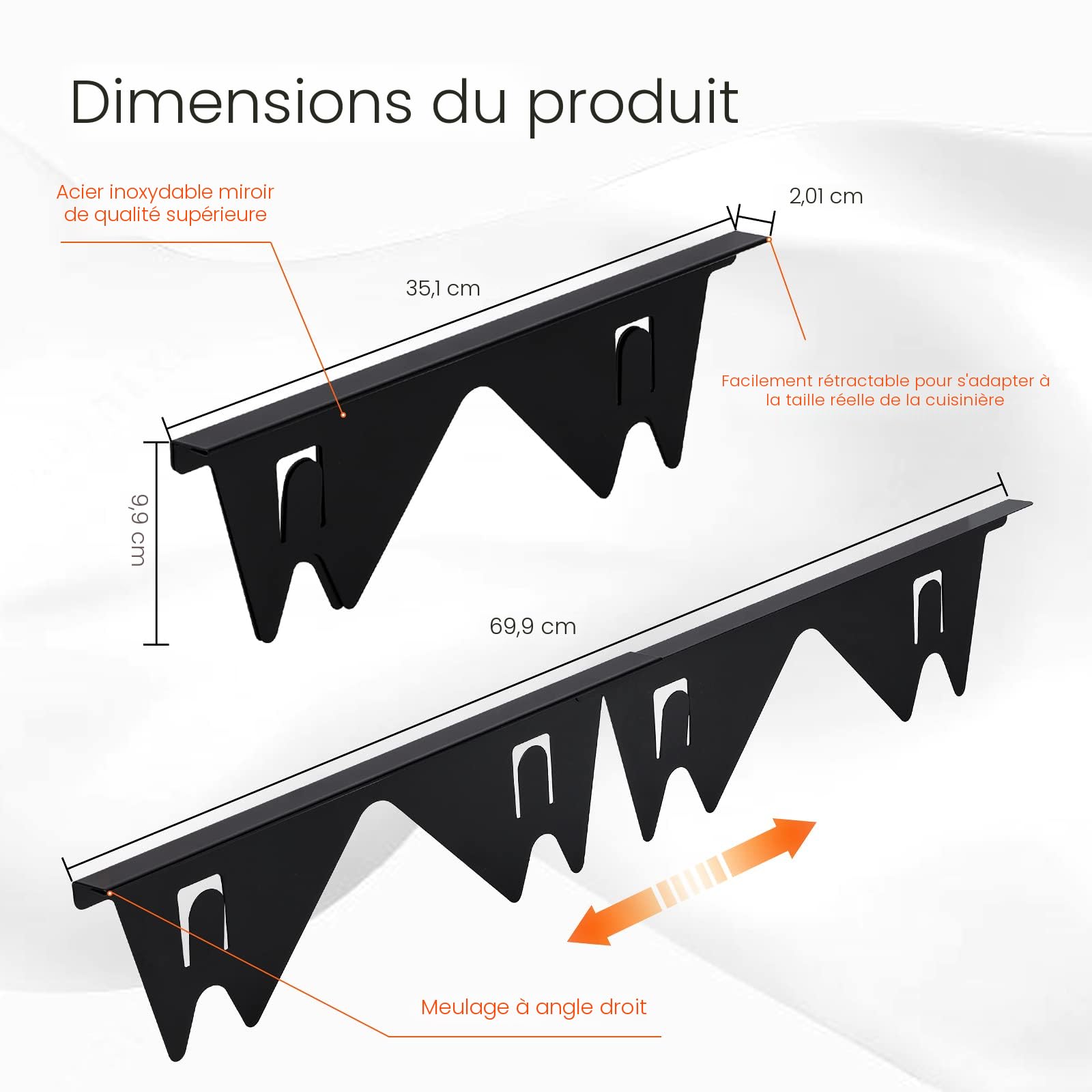Lot De 2 Couvre-joints Rétractables En Acier Inoxydable Résistants à La