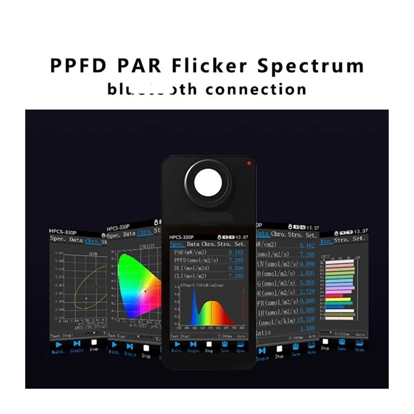 Spettrometro portatile portatile HPCS-330 a lunghezza d'onda 380-780nm, misuratore di luce CCT CRI ad alta precisione, analizzatore di spettro LED Ampia gamma di misurazione(HPCS300)