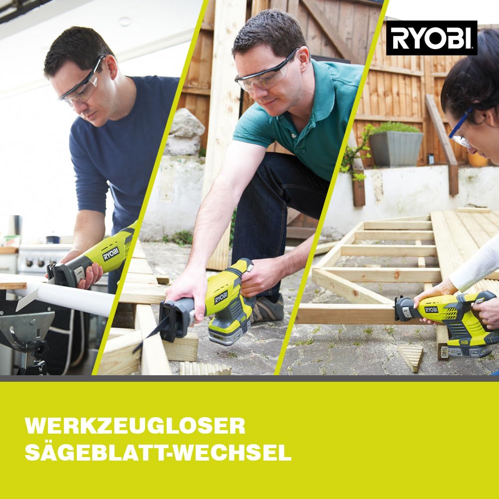 RYOBI 18 V ONE+ Akku-Säbelsäge RRS1801M (Hublänge 22mm, Leerlaufhubzahl 3.100 (min−1), ohne Akku und Ladegerät)