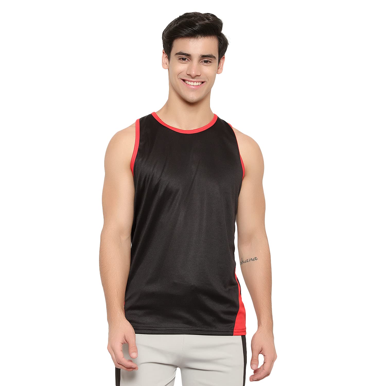 zacharias Men's Polyester Sleeveless Sando Dri-fit Vest (RR-001_Black) (Pack of 1)-picture-15