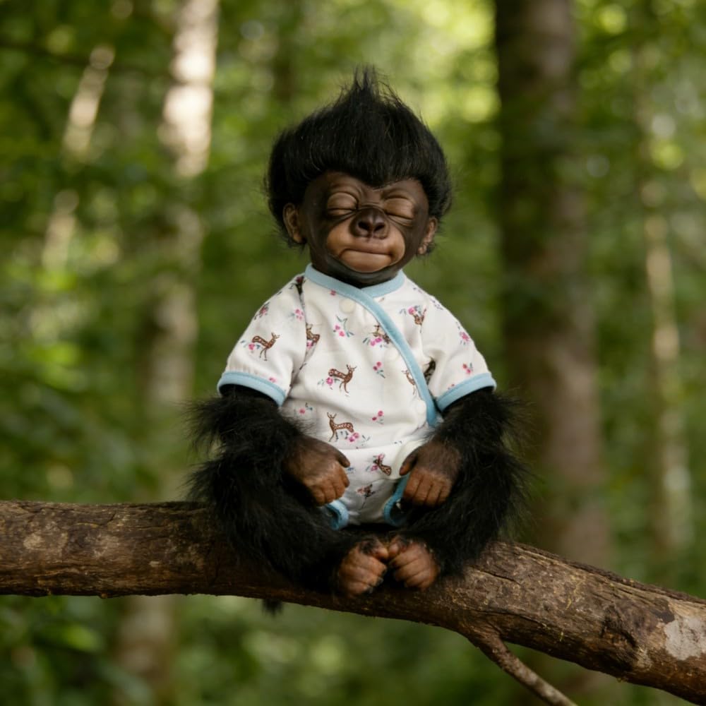 Pinky Reborn Babypuppen, cool, handgefertigt, 45 cm, Reborn-Puppen, Affe, Jungen, Puppen, weicher Stoff, lebensechte Puppe, bestes Geschenk für Kinder, Weihnachten