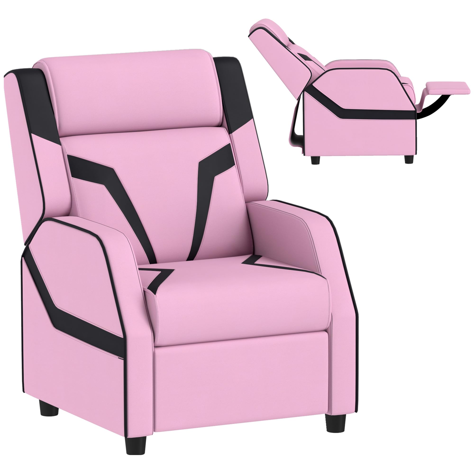 AIYAPLAY Sillón reclinable para niños, 2 en 1 Sillón reclinable para juegos de niños con respaldo, reposabrazos, reposapiés, de salón de cuero de PU para sala de juegos, dormitorio, habitación