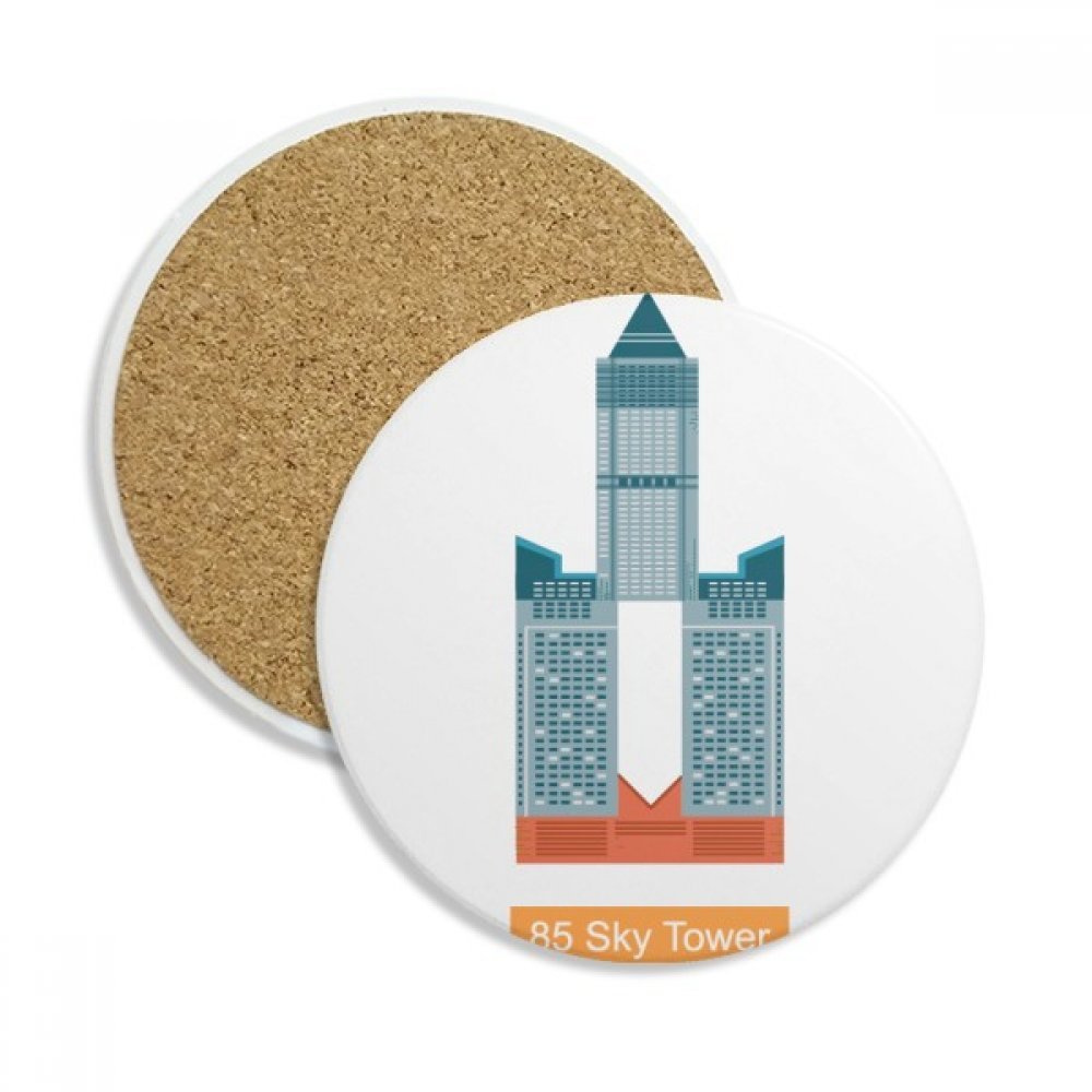 Coaster en céramique Taiwan 85 Sky Tower dessous de verre absorbant pour boisson