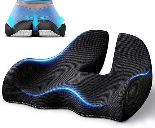 Benazcap X Grande Cojín de Asiento de Memoria para Silla de Oficina Almohadas Ergonómicas para el Trasero para Alivio de Presión Ciática y Alivio