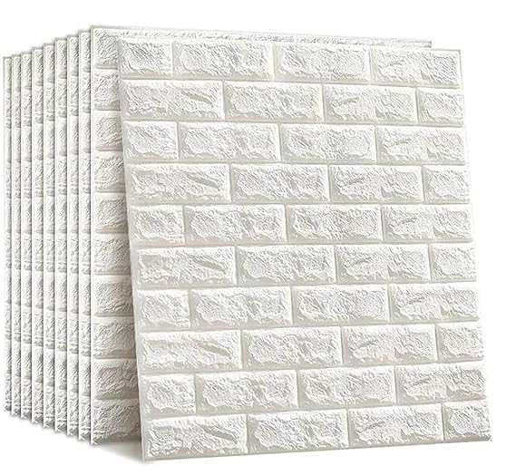 ZEPTO 3D Brick White Wallpaper - Self Adhesive PE Foam Brick Design 3D Wall Stickers/DIY Wallpaper for Home Hotel Living Room Bedroom & Café (70 x 77cm, Appx. 5.8Sq Feet) White (4) (B0D7PWMS3H) Amazon Price History, Amazon Price Tracker