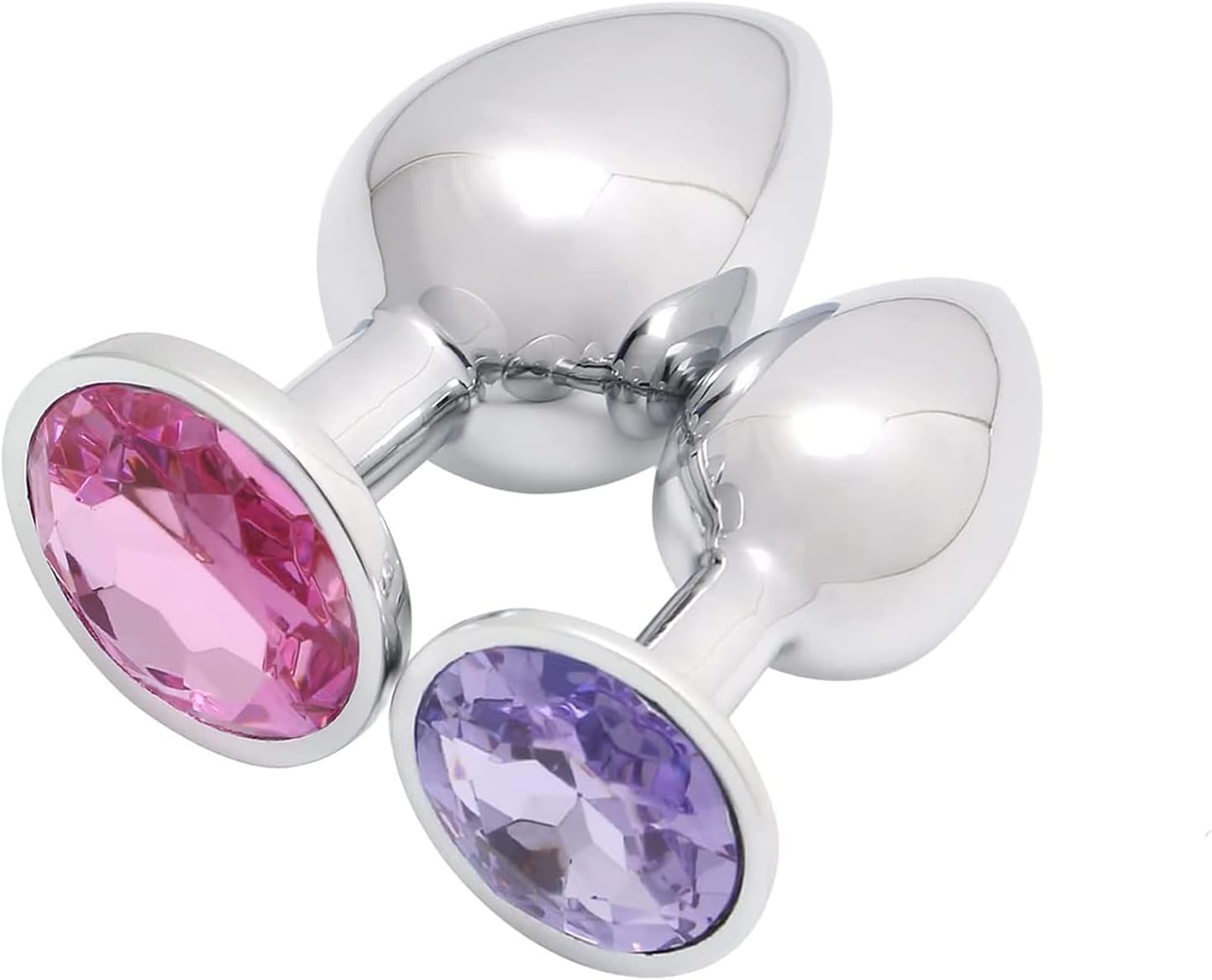 Metal Butt Anal Trainer Jewel Butt Plug Kit S&M Woman Men for Beginners Medium/Small 2 Pcs Set