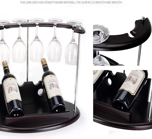 Miniatura 3 de ApttEk Estantes para copas de vino, estante de almacenamiento de vino de pie y encimera, capacidad para 2 botellas de vino y 6 copas de vino para