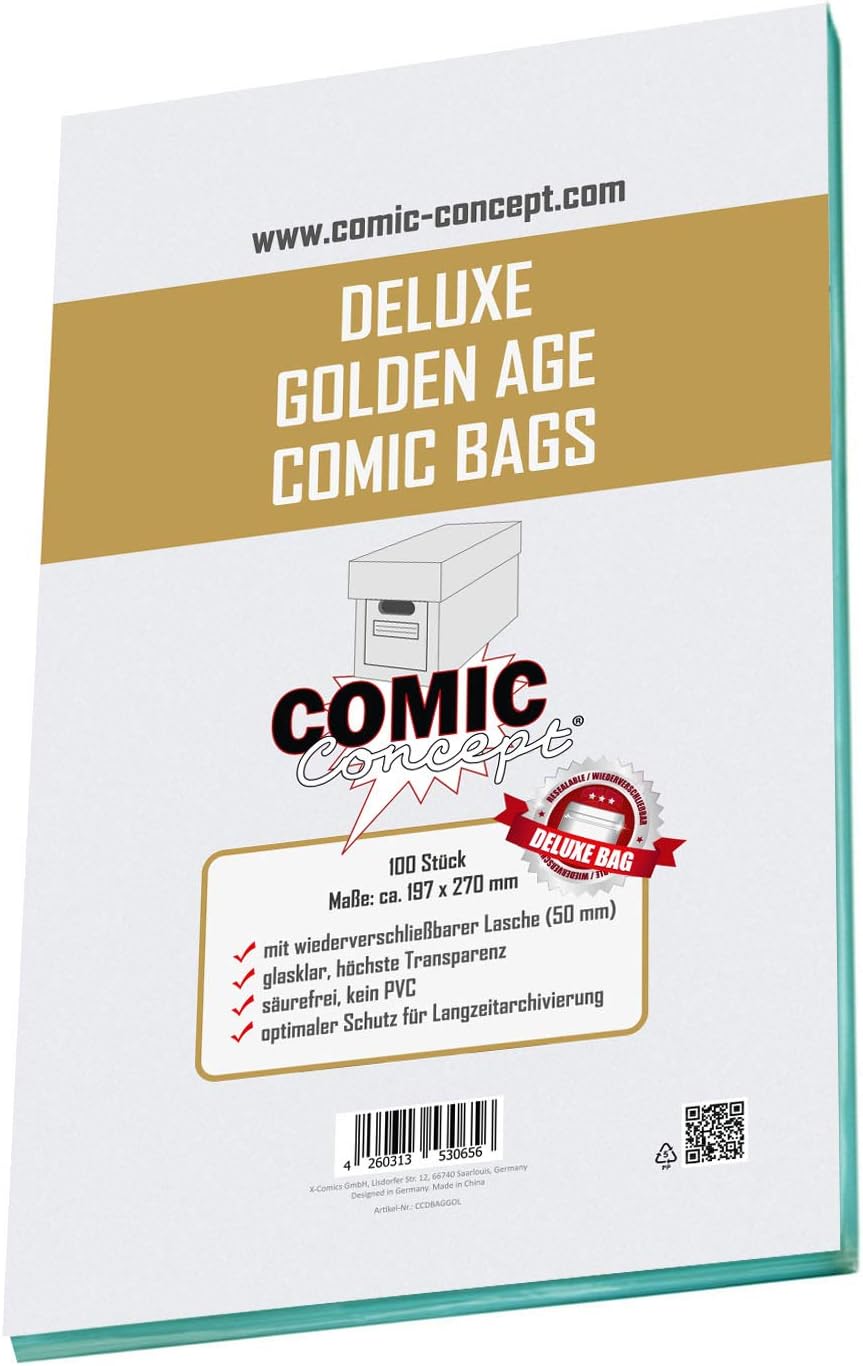 Comic Concept Deluxe Golden Age Comic Bags (197 x 270 mm) with Flap