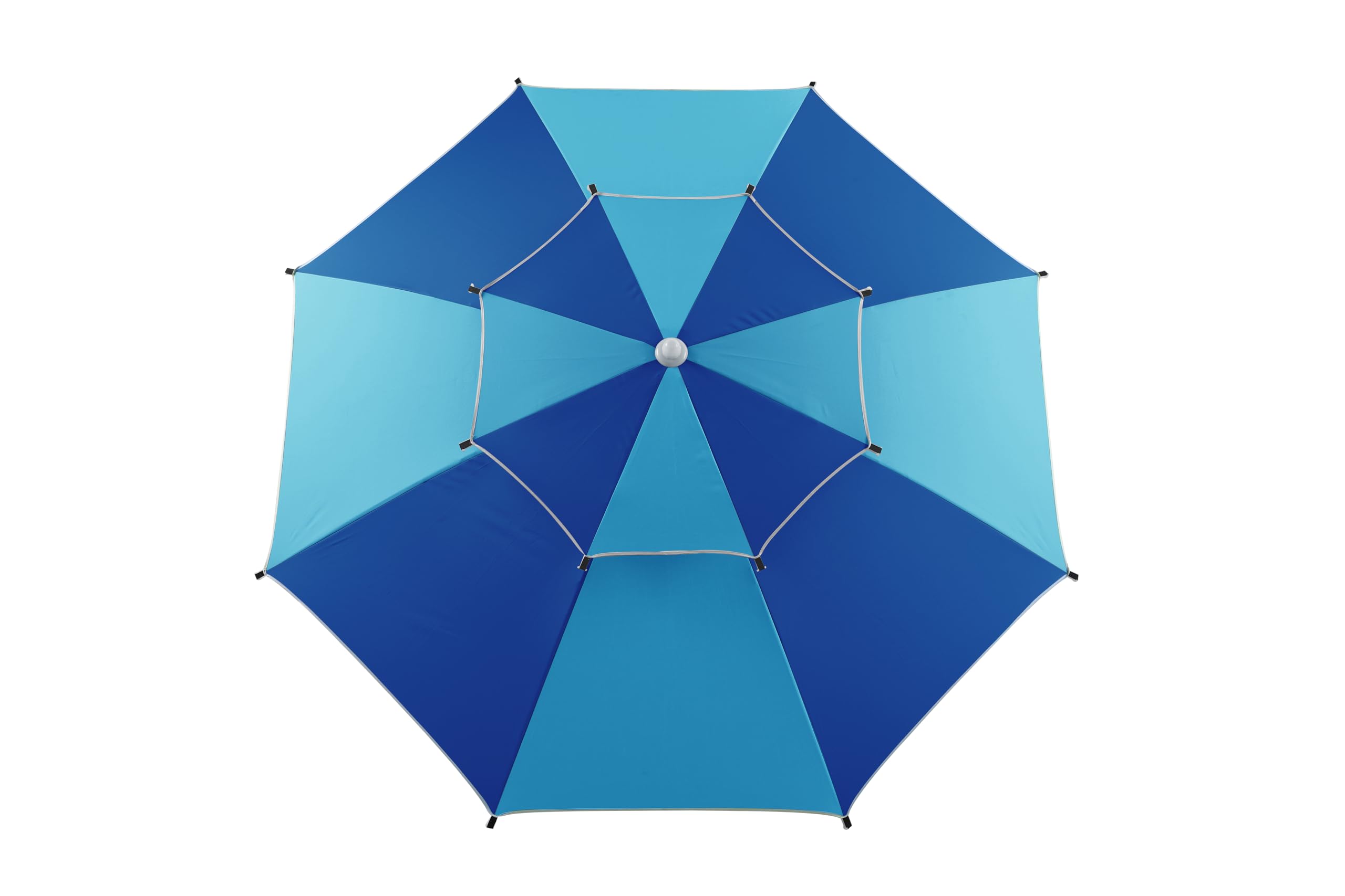 Ombrellone da Spiaggia Doppio Tetto, 240 cm, Blu Navy-Light Blue, Protezione UV50+, Alluminio