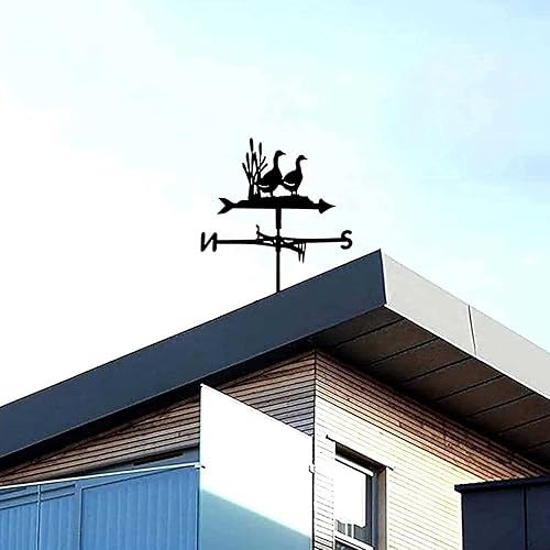 Miniatura 7 de DELORM Veletas de pato, veleta negra, herramienta profesional de medición de dirección del viento, para instalación de techo de jardín al aire libre