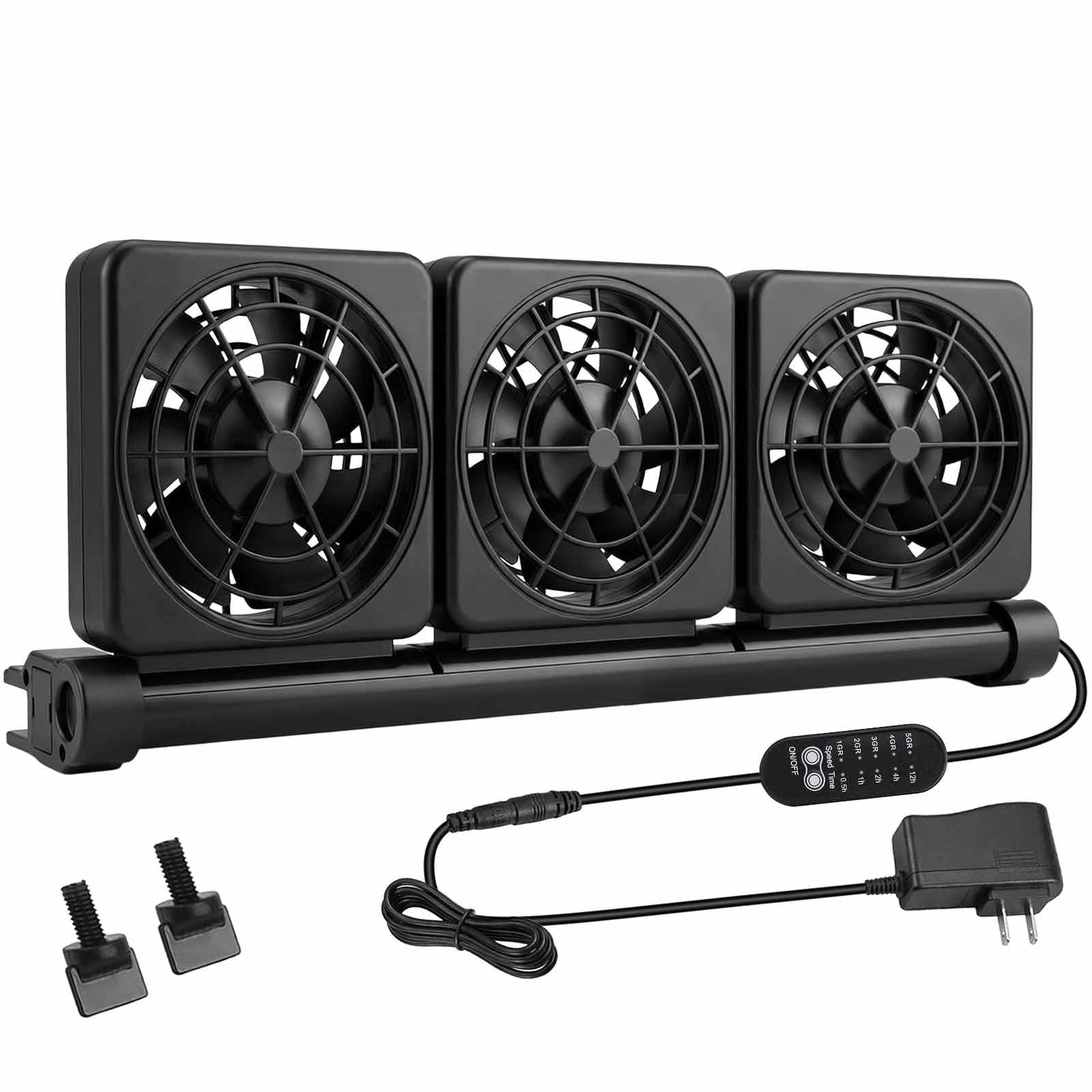 Refroidisseur d'aquarium à 3 ventilateurs avec contrôleur de vitesse réglable 5 réglages de minuterie, ventilateur de refroidissement d'aquarium, ventilateur de refroidissement d'aquarium