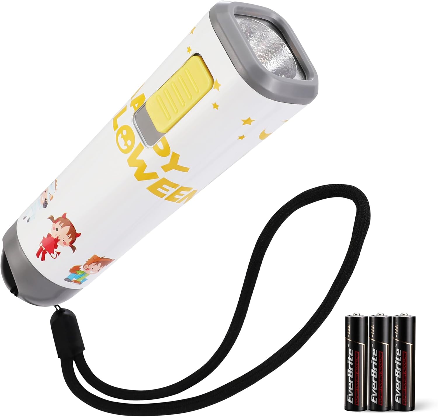 EverBrite Halloween Flashlights 4-Pack Halloween Gifts, Small LED Flash Light Handheld Torch with Lanyard 12AAA Battery Included, Mixed Color