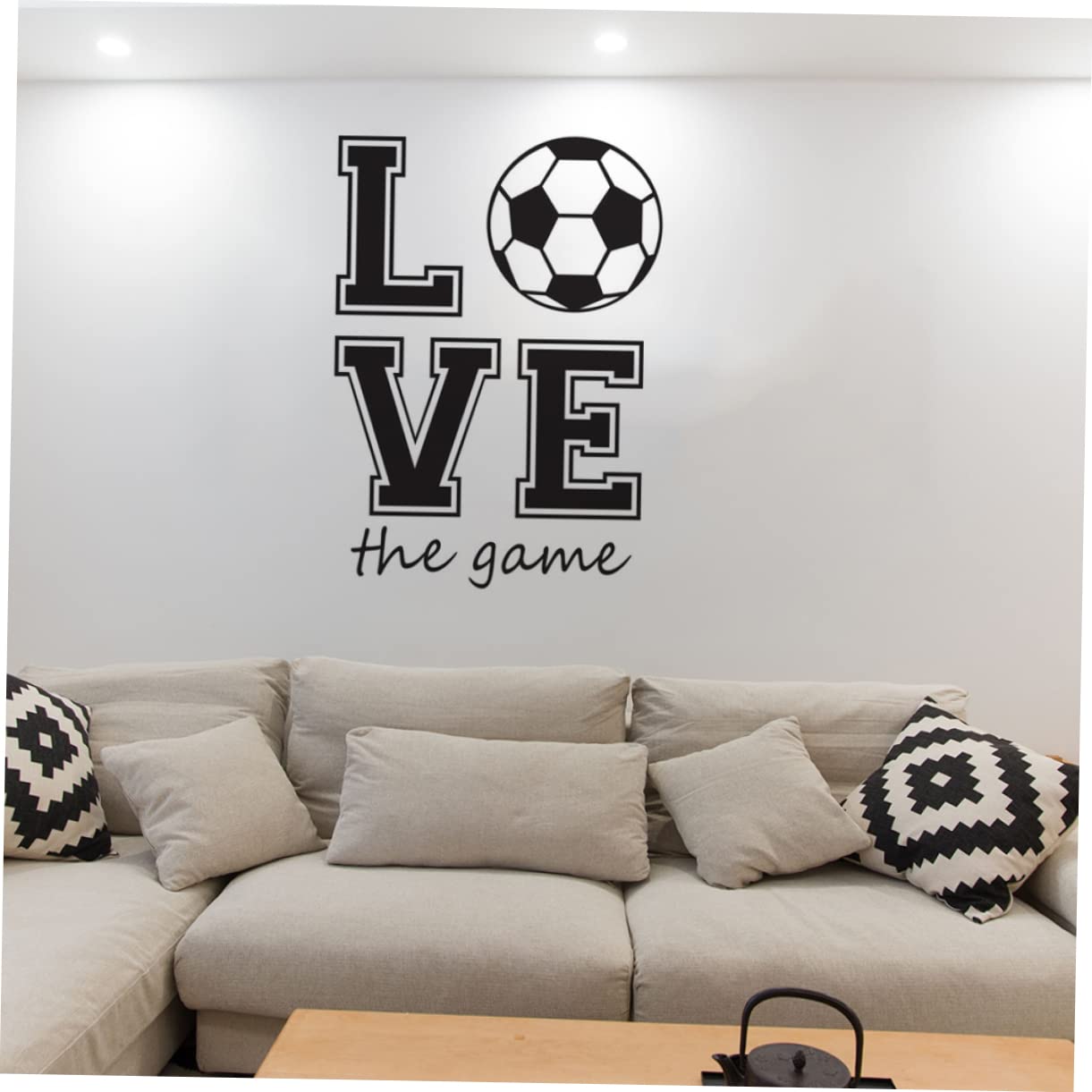 Housoutil 3piezas Pegatina De Pared De Fútbol Love Artículo Removible Stickers Decorativos Para Sala De Estar y Dormitorio Negro