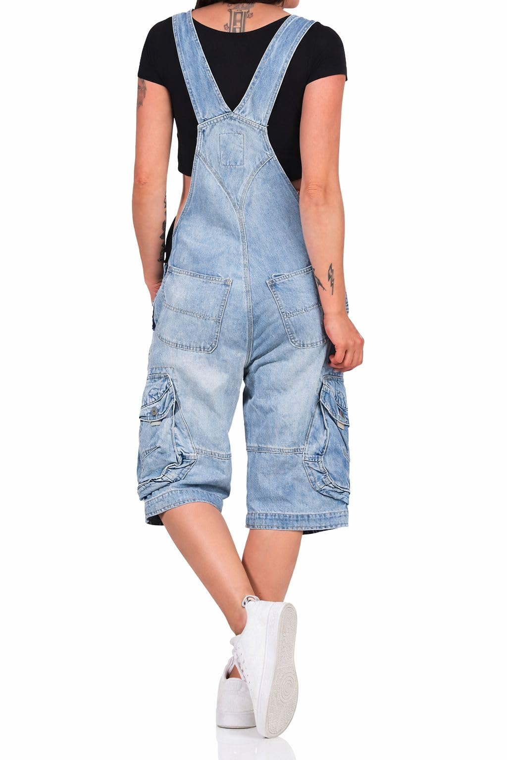 Jet Lag Damen Latzhose Overall Cargo Shorts mit Brusttasche