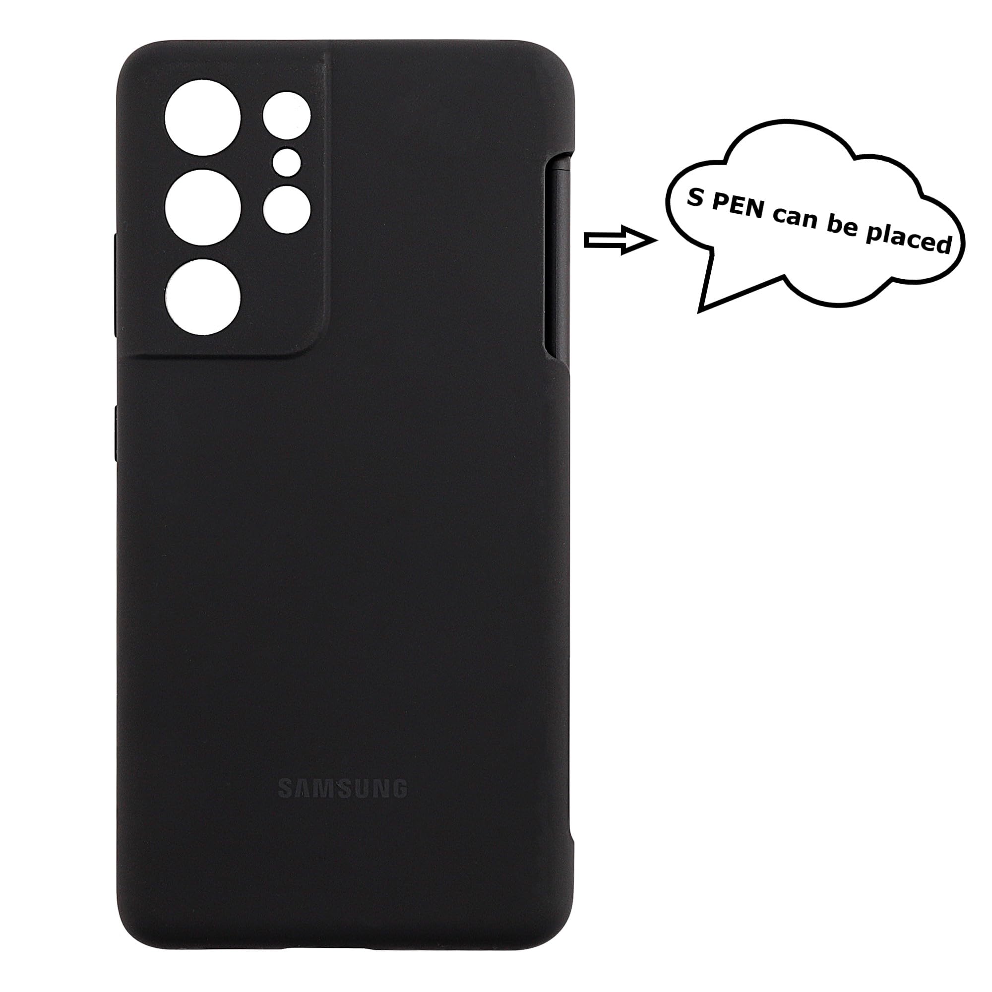 Custodia compatibile con Samsung Galaxy S21 Ultra 5G (S-Pen non inclusa), in silicone, antiurto, sottile e maneggevole, nero