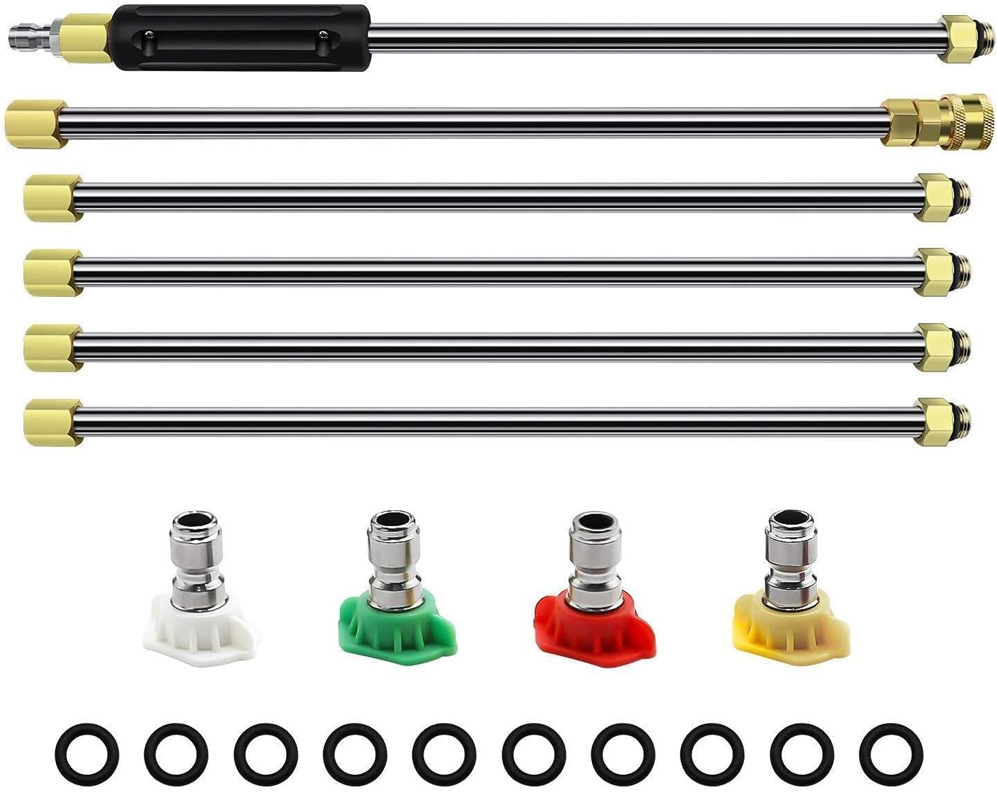 HARVA® 10 in 1 High Pressure Washer Gun with Extension Rod, Adjustable Spray Nozzle Set, Car Washing Jet Spray Gun,Roof Cleaning Lance, Window Cleaning Tool, 4000 PSI Power Washer Accessories