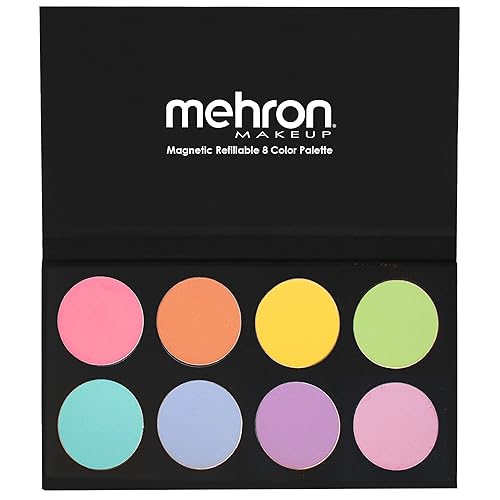 Mehron Makeup Paradise Makeup FX 8 Color Pastel Palette | Magnetic Refillable Body Paint & Face Paint Palette | Professional & Water Activated | Costumes, SFX, Halloween, & Cosplay - Magnetic Palette - Pastel
