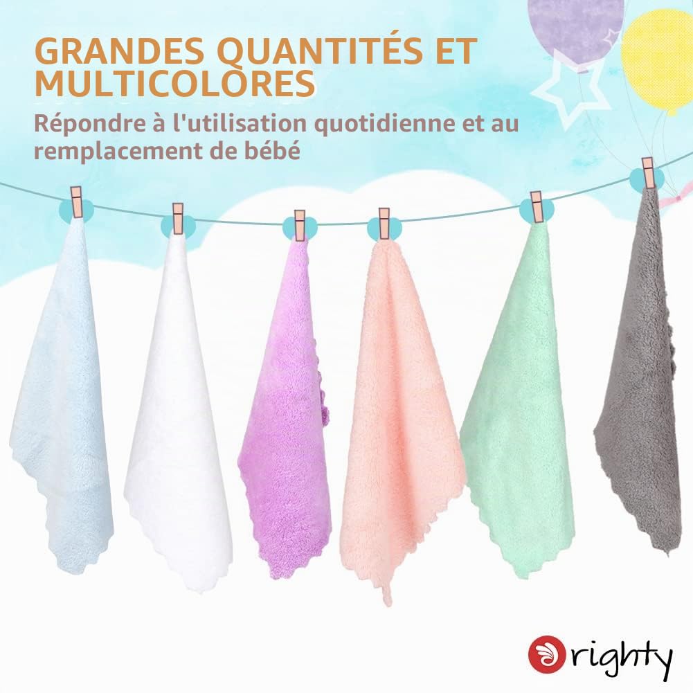 Orighty Lot de 50 serviettes de bain pour bébé en microfibre polaire corail, douces et absorbantes pour nouveau-né, pour peau sensible du visage, des mains et du corps, 17,8 x 22,9 cm