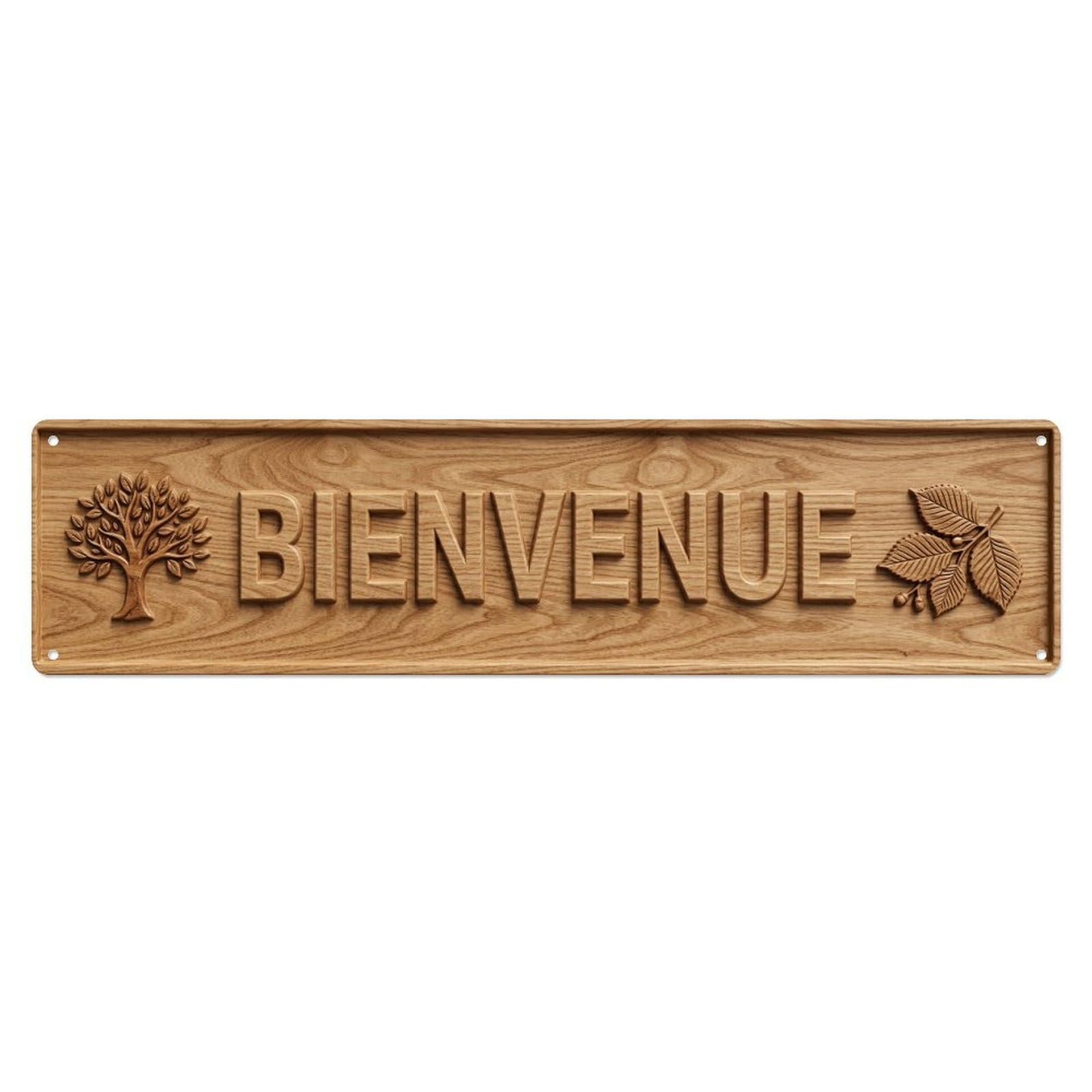 Elm Wood Light Brown Grain Welcome Metal Tin Skinny Sign Plaque Wall Decor for Cafe, Club Bar, Office, Home Garden Metal Poster 4x16Inch
