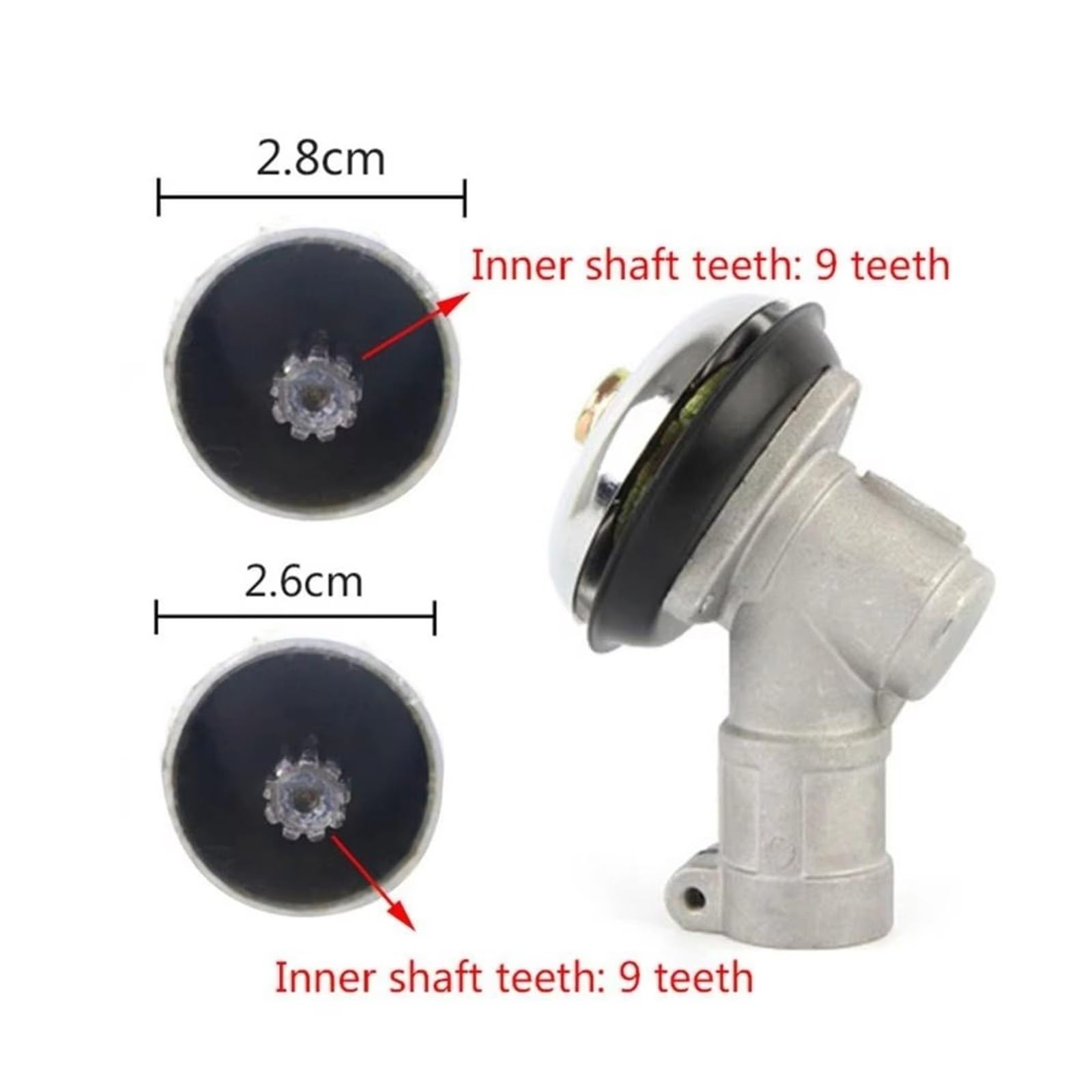 Testata Ingranaggi per Tosaerba Forte compatibilità Decespugliatore Trimmer Sostituzione Testa di Lavoro Quadrata ad Alta Resistenza 28/26MM 9T Lunga Durata(26mm)