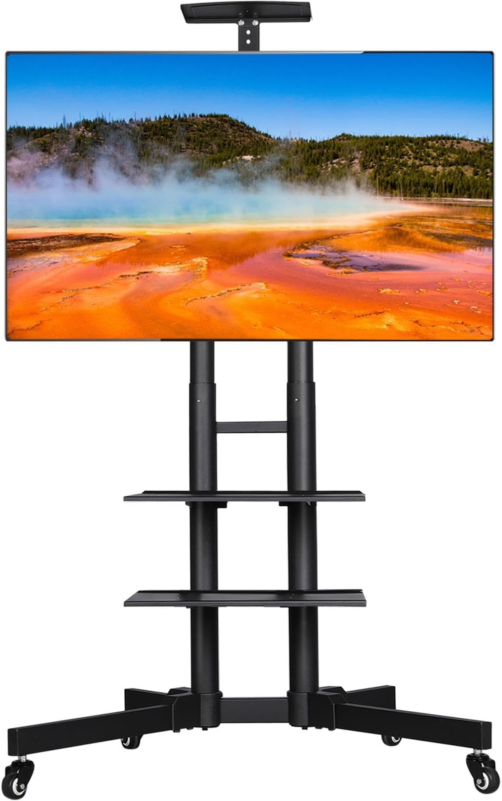 Yaheetech Mobile TV Stand, Adjustable Rolling Television Cart w/Locking Wheels for30-60 LCD LED Plasma Flat Panel Screen up to 110LB, Portable Cart Stand w/Flexible Laptop Shelf, Max. VESA 600x400