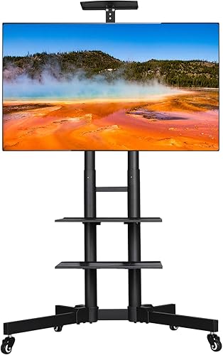 Miniatura 1 de Yaheetech Soporte de TV móvil, carrito de TV ajustable con ruedas de bloqueo para pantalla plana LCD LED de plasma de 32 a 75 pulgadas de hasta 110
