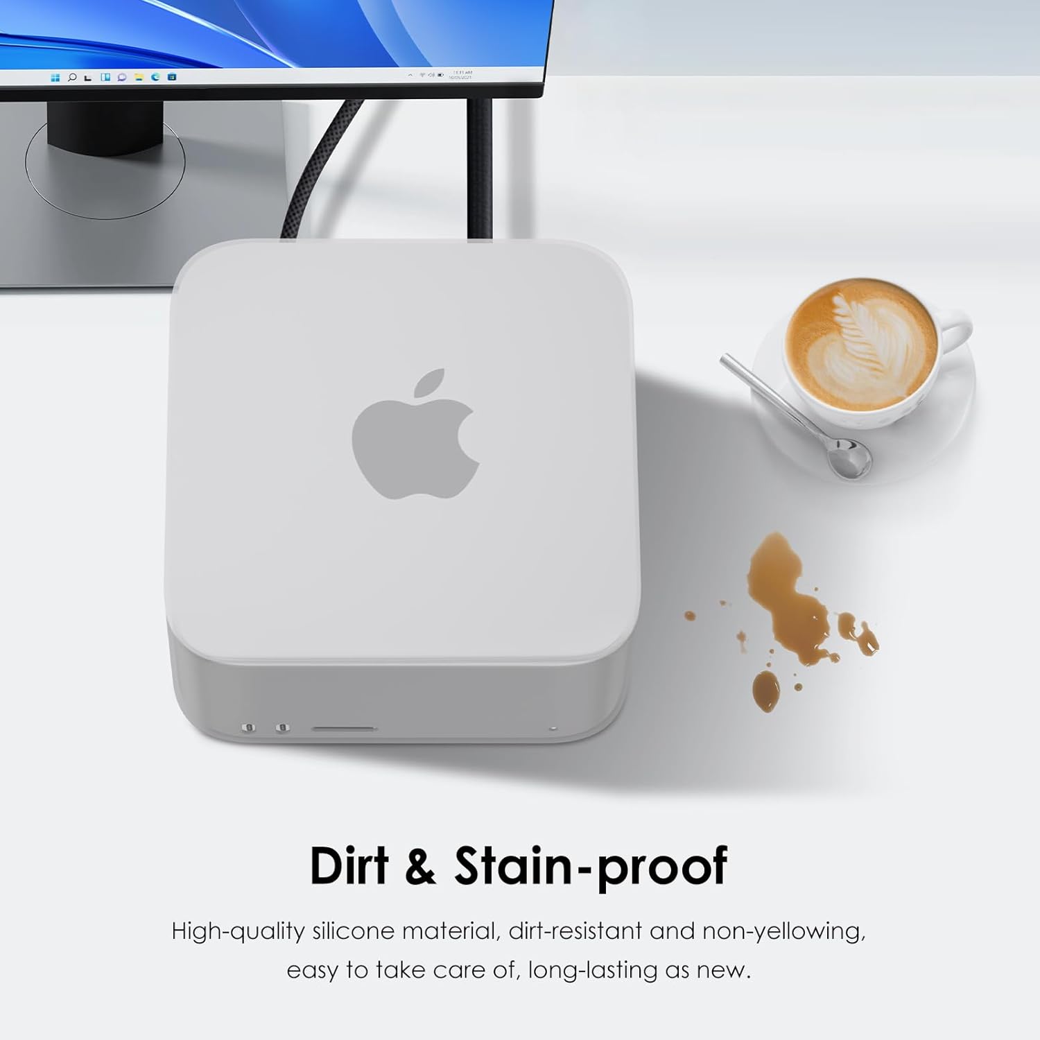 Case for Apple Mac Studio,NOUKAJU Silicone Material Protective Cover,Drop-Proof,Scratch-Proof,Shock-Proof,Dust-Proof,Protective Case for Mac Studio 2025 New(Clear-White)