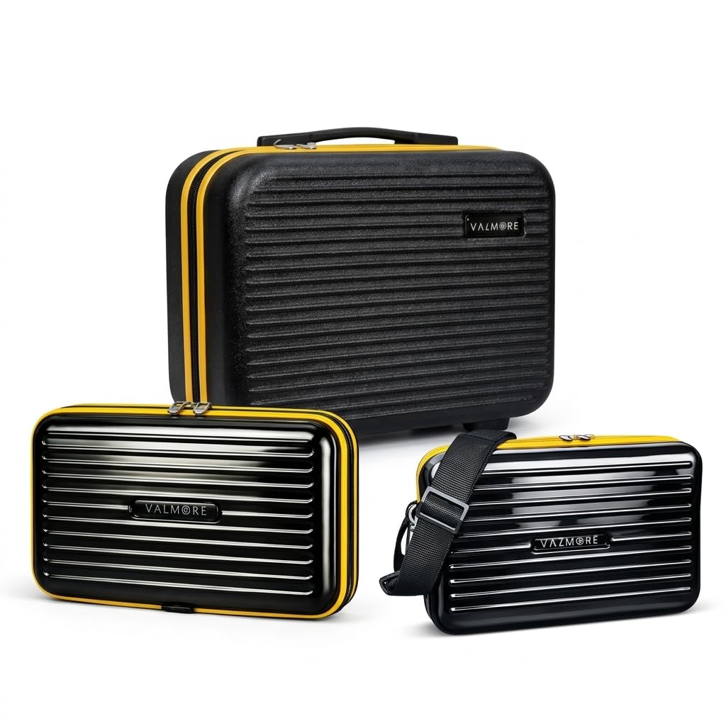 valmore Jet Kit Travel Combo, Pack of 3, Hard Shell Organiser, Mini Sling Bag and Vanity Box, Polycarbonate, Unisex, Gadget, Toiletry and Essentials Storage Set-picture-37