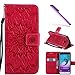 Produktbild COTDINFOR Samsung Galaxy J3 2016 Protective Standing Hülle Elegant PU Tasche Leder Flip Schutzhülle im Bookstyle Kartenfächer Magnet Etui Schale für J310 Red Sunflower KT