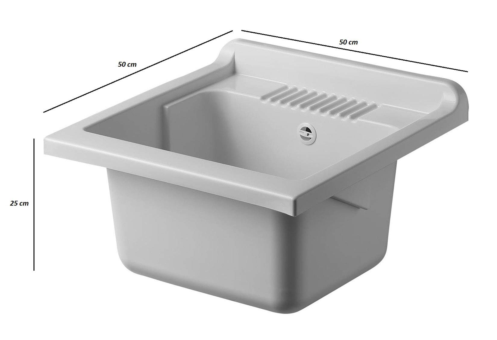 Negrari Eco Lavatoio Montato 50x50 L50 P50 H85 CM Colore Olmo Interno Lavanderia Mobile Nobilitato Idrofugo Legno Vasca Asse Plastica Piedini Regolabili Ante Battenti Economico Qualità Medio Alta