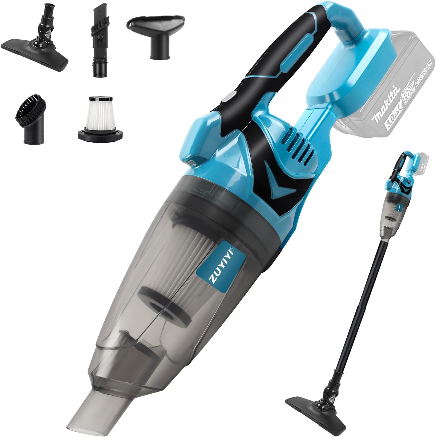 ZUYIYICordless Handheld Vacuum Cleaner for Makita 18V Battery, 10.5KPa Strong Suction Portable Mini Vacuum Vac for Home Car Hardwood Floor Pet Hair Carpet (Battery NOT Included)